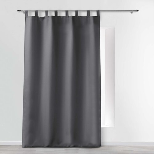 Curtains - Ready-made- With hanging loop 140x260cm uni polyester Dark grey