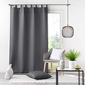 Curtains - Ready-made- With hanging loop 140x260cm uni polyester Dark grey