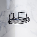 Soap dish corner metal with 2 suction cups black