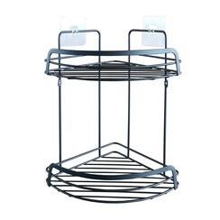 Shower rack 2-layer corner metal with 2 suction cups black