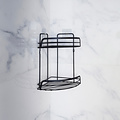 Support de douche 2 couches d'angle en métal avec 2 ventouses noir