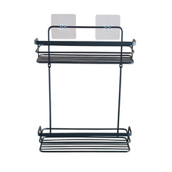 Shower rack 2-layer straight metal with 2 suction cups black