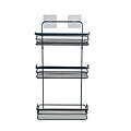 Shower rack 3-layer straight metal with 2 suction cups black
