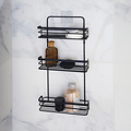 Support de douche 3 couches droit en métal avec 2 ventouses noir