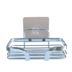 Metal soap dish with 1 chrome adhesive strip