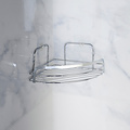 Corner soap dish, metal with 2 adhesive strips, chrome