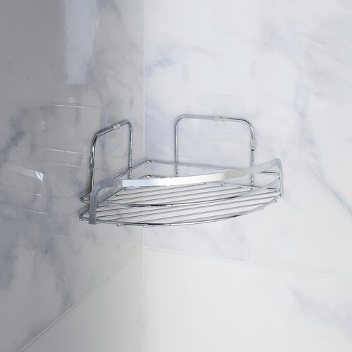 Porte-savon d'angle en métal avec 2 ventouses chrome