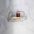 Soap dish corner metal with 2 suction cups chrome
