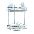 Shower rack, 2-tier corner model, metal with 2 adhesive strips, chrome