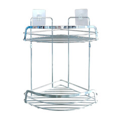 Shower rack, 2-tier corner model, metal with 2 adhesive strips, chrome