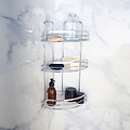 3-tier corner shower rack, metal with 2 adhesive strips, chrome