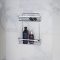 Shower rack, 2-tier, straight model, metal with 2 adhesive strips, chrome
