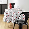 Tablecloth - Textile Chicken grey round 180 cm
