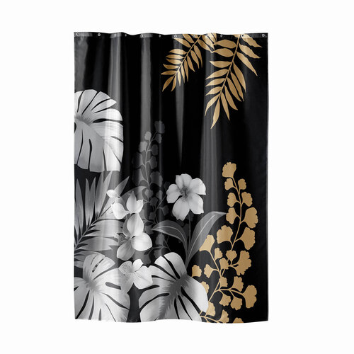 Shower curtain 180x200 textile Kelly black