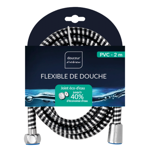 Flexible de douche plastique chromé noir 2 mètres