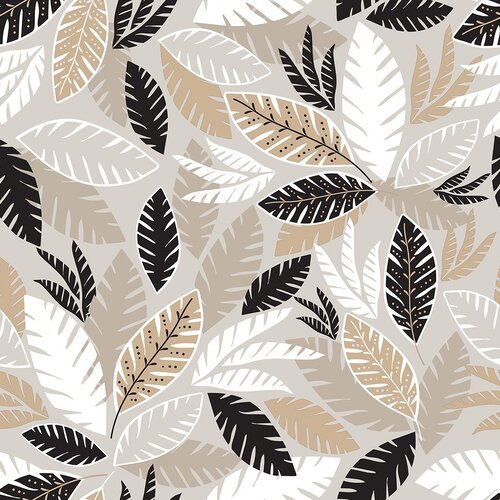 Oilcloth 3026-01 Autumn leaves Taupe