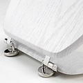 Toilet seat-WC seat MDF Wood effect White including metallic hinges