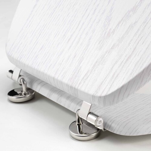 Toilet seat-WC seat MDF Wood effect White including metallic hinges