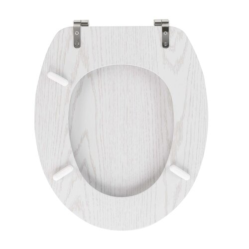Toilet seat-WC seat MDF Wood effect White including metallic hinges