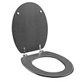 Toilet seat-WC seat MDF Wood effect Grey including metallic hinges