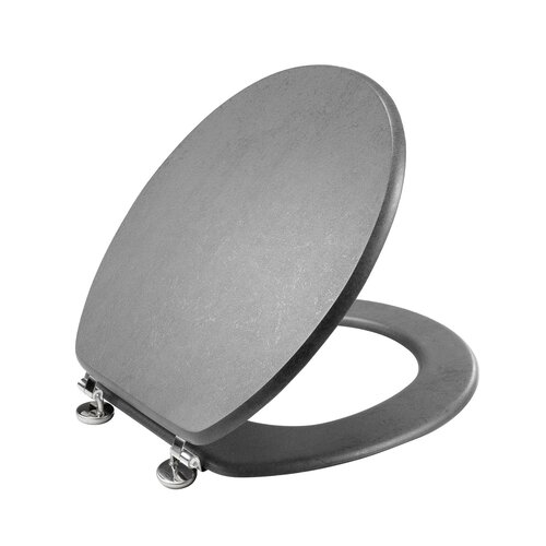 Toiletbril-WC bril MDF Hout effect Grijs  inclusief metallic scharnieren