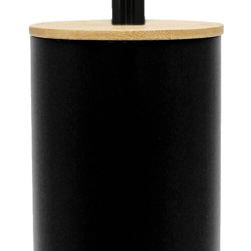Brosse de toilettes, support en plastique, bordure en bambou, noir. Vendu par lot de 6 pièces.