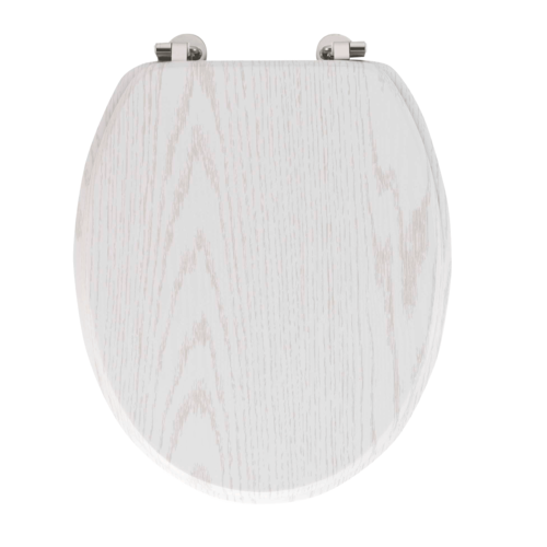 Toiletbril-WC bril MDF Hout effect Wit  inclusief metallic scharnieren