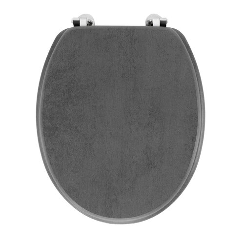 Toilet seat-WC seat MDF Wood effect Grey including metallic hinges