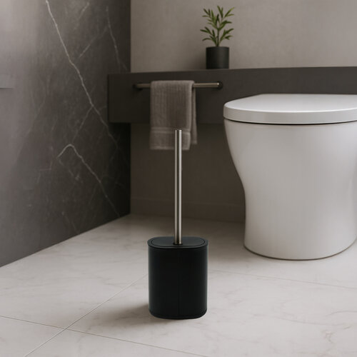 Toiletborstel Spiky metaal plat model Zwart