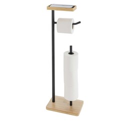 Toilettenpapierhalter Filano Metall plus Bambus Schwarz