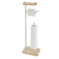 Porte-rouleau de papier toilette Filano en métal et bambou blanc - Vendu par lot de 6