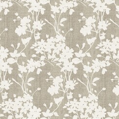 Tablecloth 2007-01 White flower Taupe