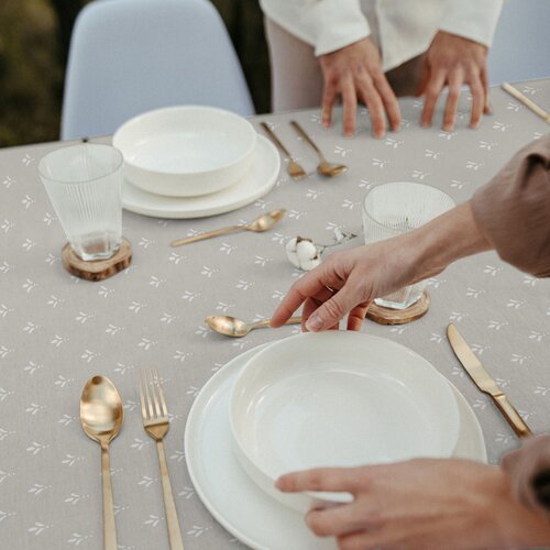 Tissu de table enduit Lunel Beige