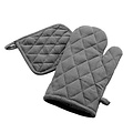 Wicotex Ovenhandschoen 30x18cm plus Pannenlap 19x19cm Grijs Bestelbaar per 6 stuks