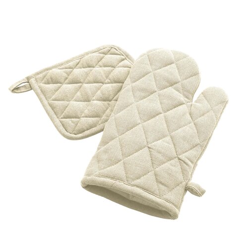 Wicotex Ovenhandschoen 30x18cm plus Pannenlap 19x19cm Beige Bestelbaar per 6 stuks