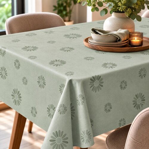 Polyline Hanoi Moss Green Table Linen 20-meter roll