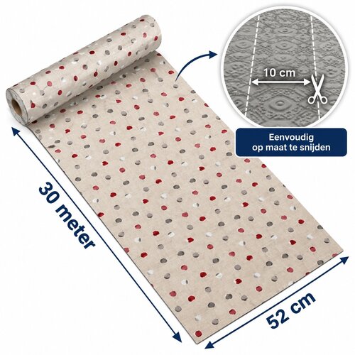 Keukenloper op rol 52cm x 30 meter Hartjes – Antislip