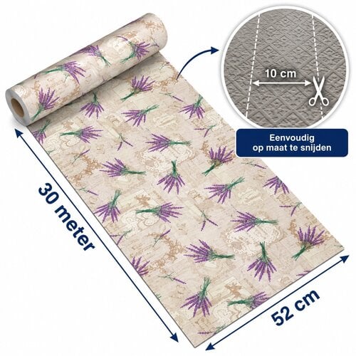 Tapis de cuisine en rouleau 52cm x 30 mètres Lavande – Antidérapant