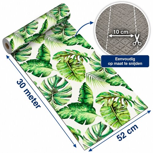 Tapis de cuisine en rouleau 52cm x 30 mètres Jungle – Antidérapant