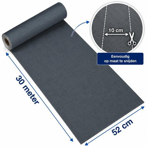 Kitchen Runner on a roll 52cm x 30mtr Linen Look Anthracite – Anti-slip