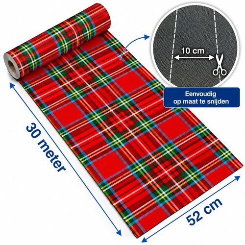 Küchenläufer auf Rolle 52 cm x 30 m Weihnachten Schottenkaro – Rutschfest