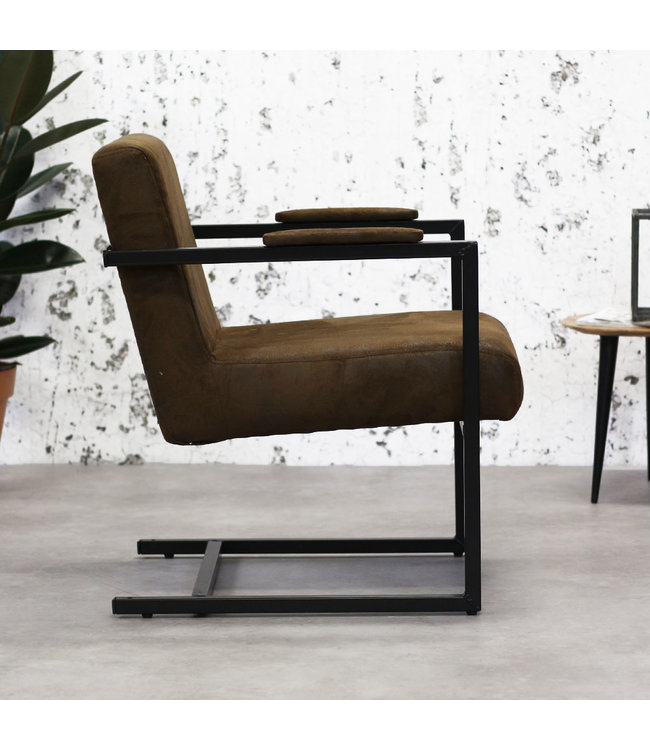 Fauteuil Industrieel stof bruin Holden in huis DIMEHOUSE