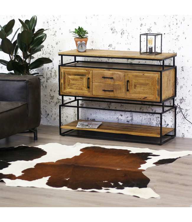 Texas Commode 120 x 40 x 92 cm Industriel - Bois Massif