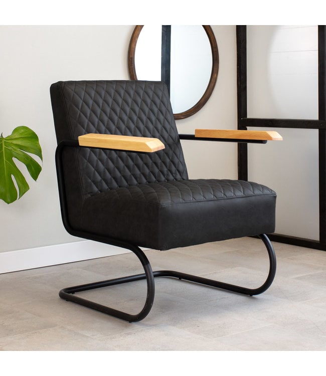 Fauteuil de bureau en cuir reconstitué noir avec coussin d'assise