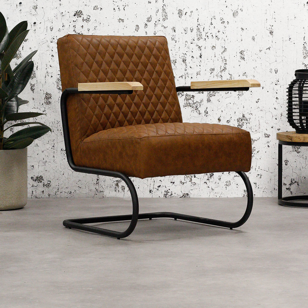 Industriële fauteuil Lars cognac | Gratis verzending! DIMEHOUSE
