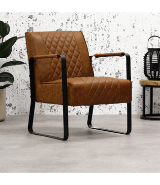 Industriële fauteuil Peter Cognac