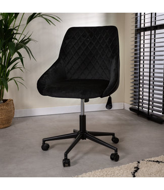 Dimehouse Emily Chaise De Bureau Industrielle Velours Noir