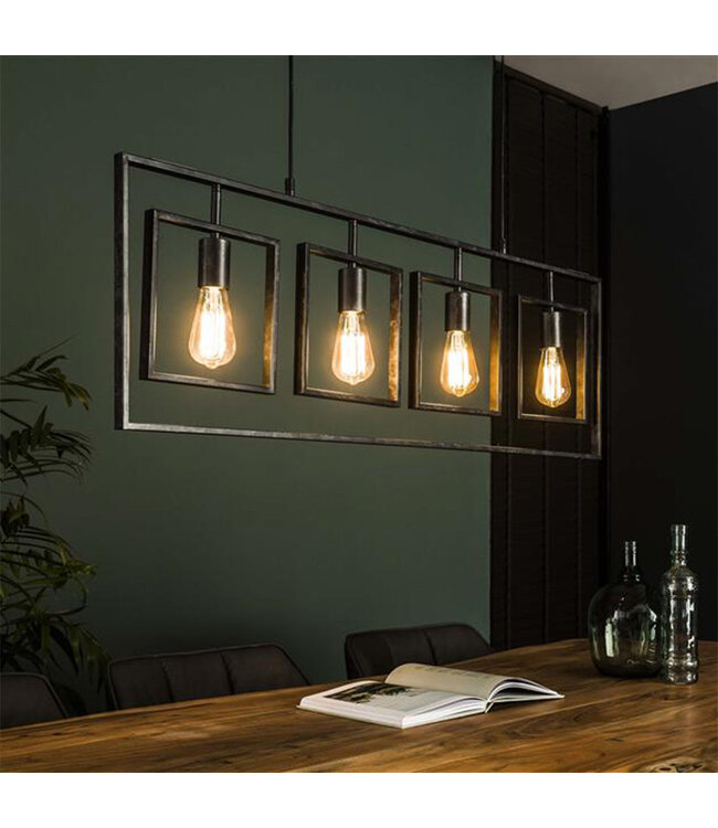 Lampe suspendue industrielle 4 lumières Kody métal anthracite