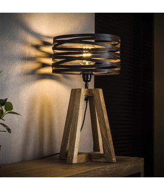 Industriële houten tafellamp Twist