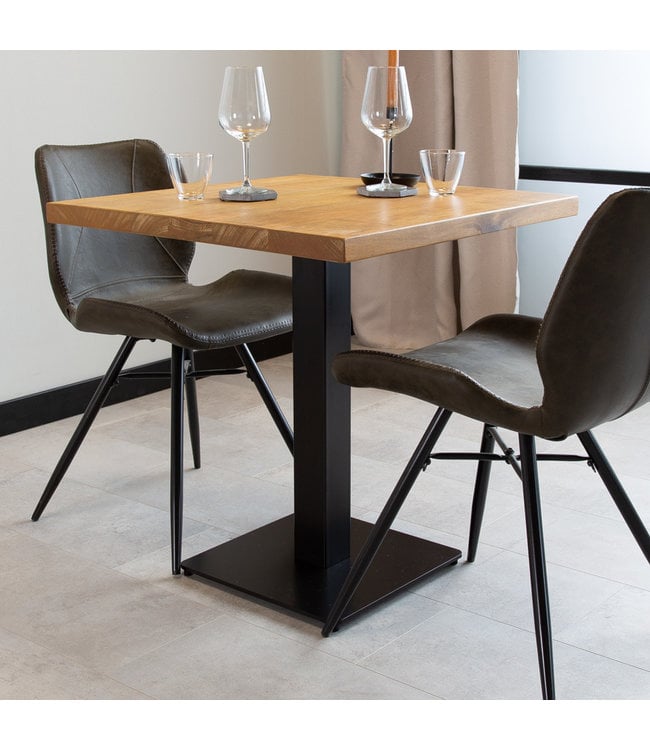 Dimehouse Bistrot Table Salle A Manger 90 x 90 cm Industriel - Bois Massif